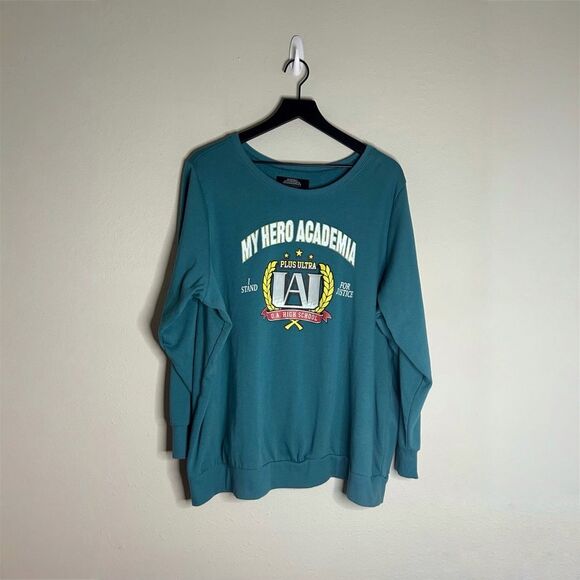 Torrid My Hero Academia Teal Cozy Fleece Sweatshirt - Picture 1 of 8